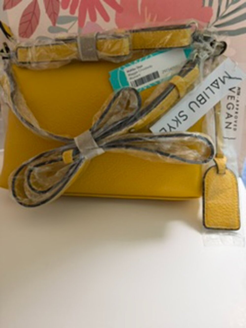 Malibu Skye Maggie Vegan Leather Crossbody Bag Mustard Yellow